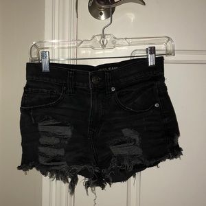 Black distressed shorts